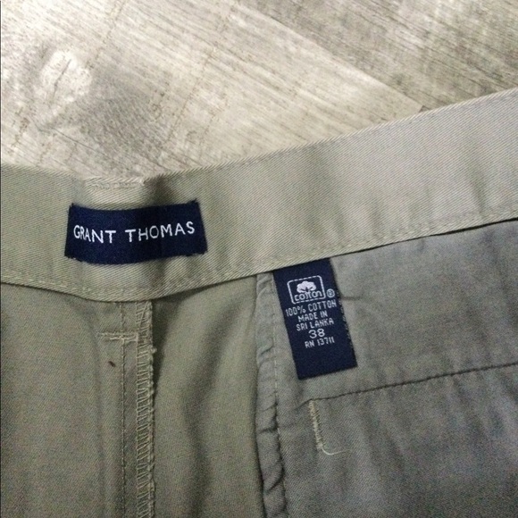 Men’s Grant Thomas 38 Large Khakis Chino Shorts Sage Olive Green Pleated NWOT - Picture 5 of 5
